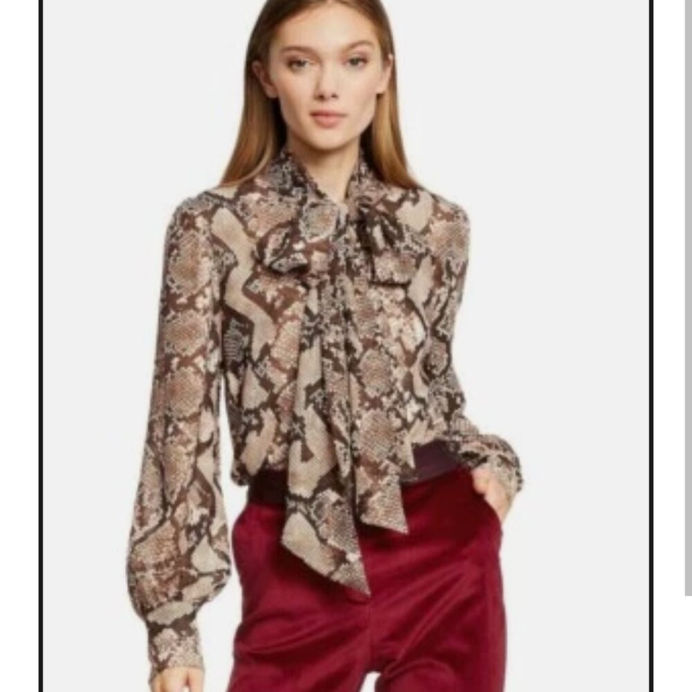 Altuzarra for Target Python Print Tie Neck.Blouse Size M - Picture 2 of 15